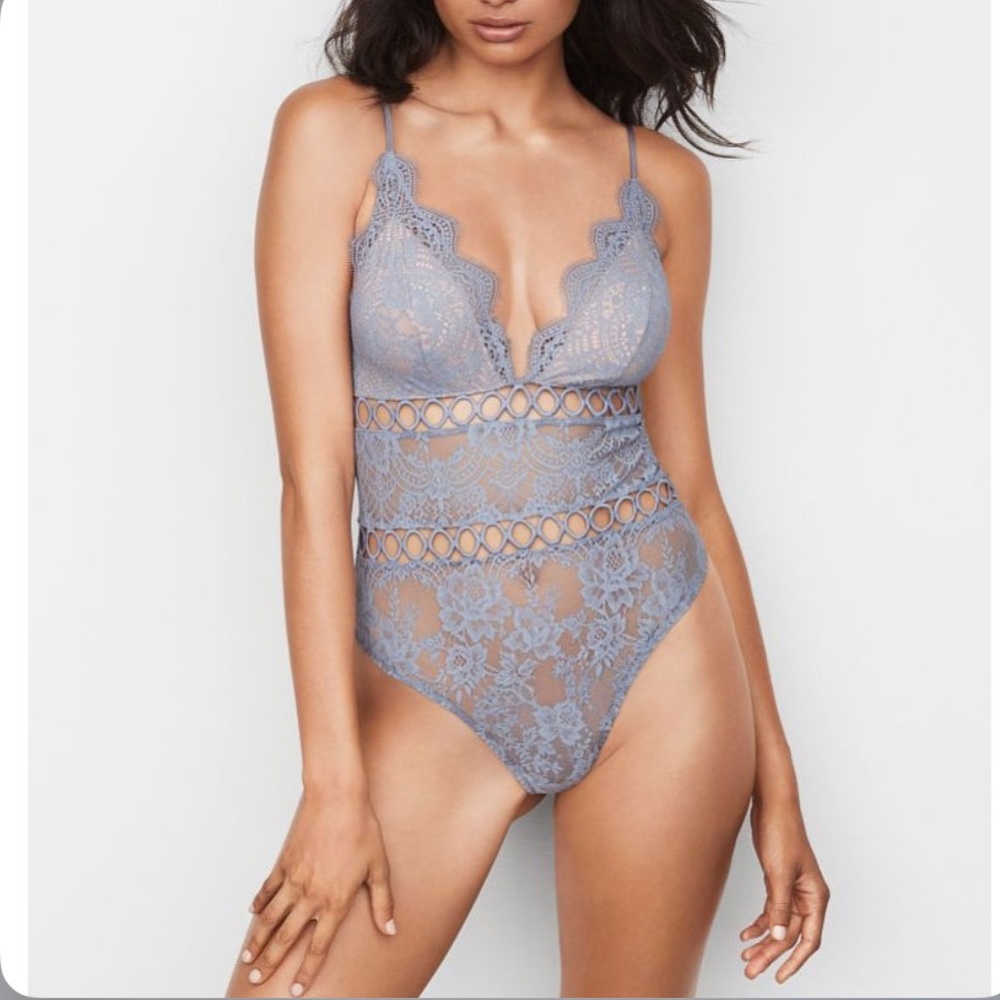 Victoria’s Secret Floral Lace Rings Teddy Blue XS